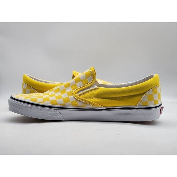 Vans Mens Classic Slip On Cyber Yellow White Checkerboard Shoes Size 12 New - Picture 3 of 8